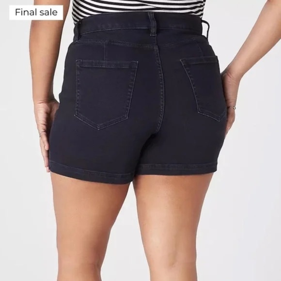 Lane Bryant Black Denim Mid-Rise Signature Midi Shorts Flex Magic Waist Band 18 - Picture 3 of 12